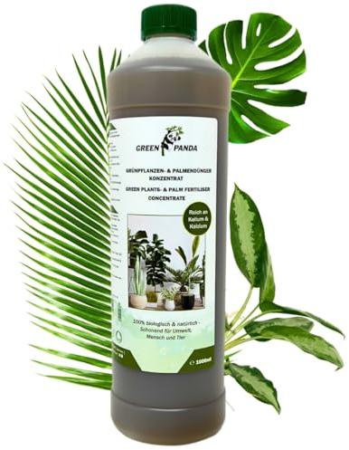 GreenPanda Grünpflanzen Dünger & Palmen Dünger 1L - BIO Flüssigdünger Konzentrat - Dünger für Zimmerpflanzen, Balkonpflanzen & Terrassenpflanzen - Bis 200L Gießwasser