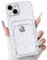 NITITOP Compatible with iPhone 14 Case Clear with Card Holder Cute Flower Floral Leave Pattern for Women Girl Soft TPU Shock-absorbing Wallet Case Protective Phone Cover - White