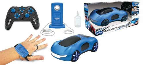 LEXIBOOK, Crosslander® Phantom RC, Coche de Carreras teledirigido con chorros de Humo, hasta 15 km/h, Modo Drift, Mando a Distancia clásico y gestual, Efectos de luz y Sonido, Azul, RC65