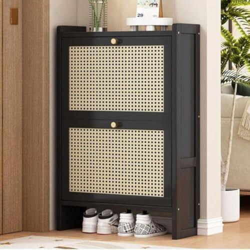 DODOBD Rattan Shoe Cabinet,Shoe Storage Cabinet for Hallway Slim,Boho Style,Rattan Bedroom Furniture,Shoe Cabinets Hallway Slim,Hallway Shoes Storage,Rattan Cabinet,Wooden Shoe Cabinet
