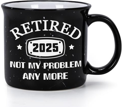 Joymaking Coffee Mug 2025 Retirement Gift for Men Funny Retired Gifts for Dad - Not My Problem Any More - Retirement Gifts for Office Coworkers, Boss, Husband, Dad, Brother, Friends, 15Oz Black