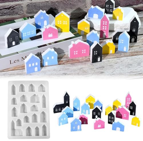 TREABEAR 19 Stück Silikonform Haus, Mini Häuser Gießformen, Gipsformen Zum Gießen, Kerzenformen, Für Bastelarbeiten