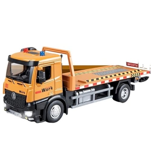NNYIMJ Jouet De Remorque À Plateau Véhicule De Camion De Route Modèle De Moulage sous Pression De Voiture en Alliage Jouet De Voiture Sonore Et Lumineux Ornements De Collection