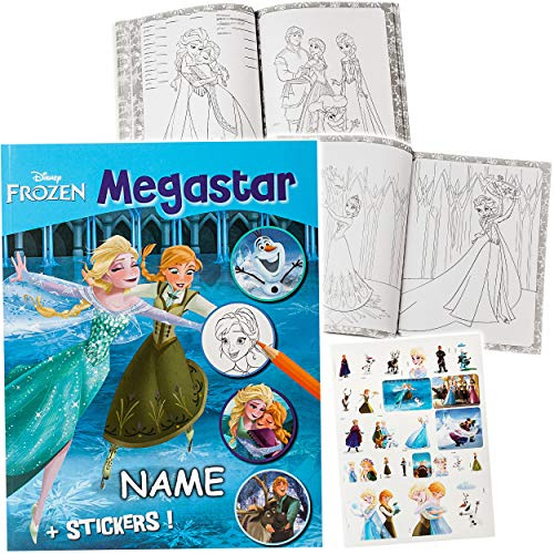 alles-meine.de GmbH 128 Seiten großes XXL Malbuch - A4 - inkl. Name - die Eiskönigin - Frozen - mit vielen Sticker & Aufkleber - Dickes Kindermalbuch - für Stifte & Wassermalfa..