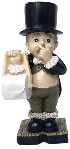 Veesper Lustiger Toilettenpapierhalter, Toilette Butler Harz Figuren 6x3 Junge Halten Nase Lustige Wohnkultur Moderne Skulpturen Wohnkultur für Home Regal Tischschreibtisch, Stil 1