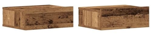 vidaXL Tables de Chevet flottantes 2 pcs Vieux Bois Bois d'ingénierie, Table de Nuit, Armoire de lit, Table d'extrémité, Table de lit
