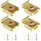 VooGenzek 1 Ensembles (4 Pièces) Kit de Montage Mural en Verre, Clips de Suspension à Miroir, Clips de Montage Miroir, Fixation Miroir Mural, avec Chevilles et Vis, pour Miroir, Or