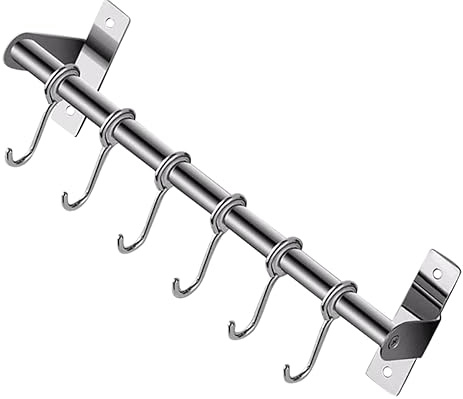 Alipis Stainless Steel Kitchen Hooks Wall Hanger No Punch Adhesive 40cm
