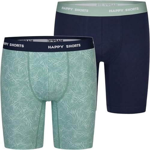 Happy Shorts 2 Jersey Trunk Lang Herren Boxershort Pant Palmenblätter