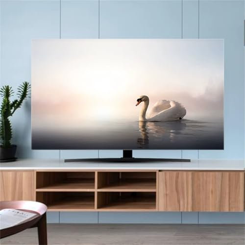 Hixingo Cubierta Antipolvo TV, Patrón Ganso Blanco 3D Cubierta Antipolvo Television Funda para Televisor Elástico Universal 32-80inch Protector de Televisión (Ganso,40-43inch)