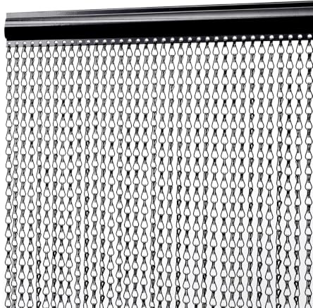 CHAWNIAO 90x200cm Aluminium Fliegenvorhang Schwarz, Kettenvorhang für Türen | Premium Aluminium Fliegengitter, Schädlingsbekämpfung, Insektenschutz, metall Jalousien insektenvorhang für Terrassentür