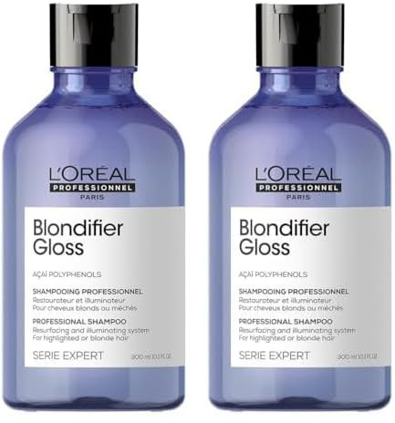 L'Oréal Professionnel, Champú Reparador e Iluminador para Pelo con Mechas o Rubio, Blondifier Gloss, 300ml (Paquete de 2)