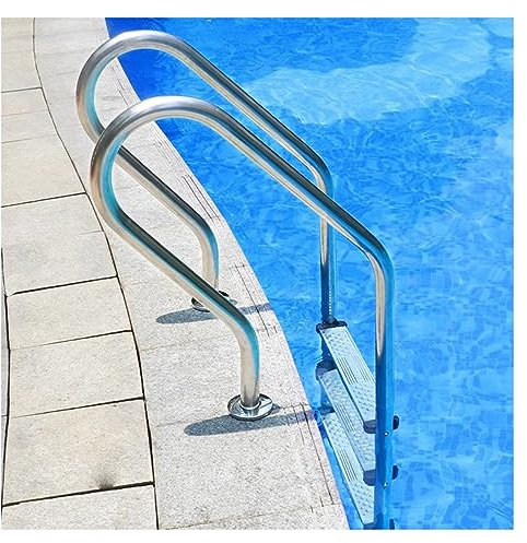 GXXINGIN Edelstahl-Schwimmbadleiter – 2/3-stufiges, rutschfestes EIN- und Ausstiegssystem für Aufstellpools – Robuste 1,5-mm-Rohrwand – Silber-B-Finish