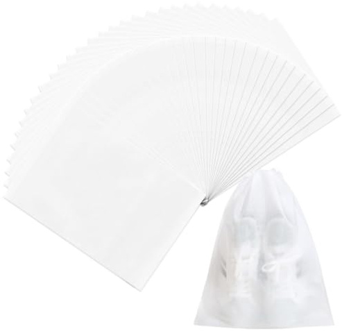 Confezione da 30 copriscarpe antipolvere 32 x 48 cm, custodia portascarpe, borsa portascarpe da viaggio, porta scarpe da viaggio, borsa portascarpe in tessuto non tessuto con coulisse.