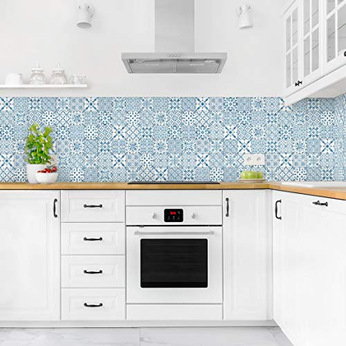 micasia Küchenrückwand selbstklebend Fliesenoptik ohne Bohren fugenlos - Made in Germany - Dekofolie Modern matt Paneel blau Küche Herd Spritzschutz 1157 (400x100cm)