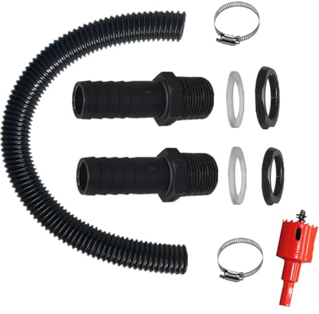 Molyorch 100cm Verbindungsschlauch mit Kontermutter, Regentonnen verbindungsset, für Regentonne, Wassertanks, Zisternen