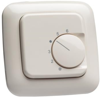 Halmburger Raumthermostat RTR-76cg + Busch Jäger Duro 2000 1-Fach Rahmen 2511-212, cremeweiß & Abdeckung Kontaktausführung Öffner für Fußbodenheizung Stellantriebe 230V stromlos geschlossen (NC)