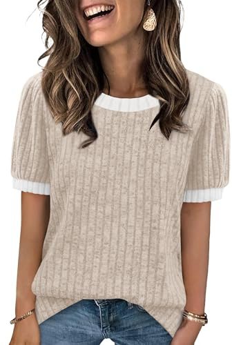 XIEERDUO T Shirts for Women UK Ladies Color Block Short Sleeve Jumpers Casual Womens Tops