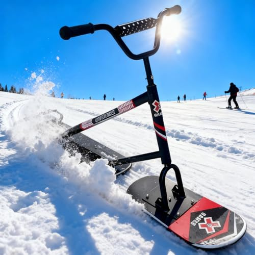 SAIYERUS Erwachsenen-Snowscooter/Skier – Anfänger-Snowboard-Rodel mit 360°-Lenkung und 150 kg/330 lbs Tragkraft, Allgelände-Schneemobil für Erwachsene & Kinder in Stabiler Dual-Board-Ski-Ausrüstung