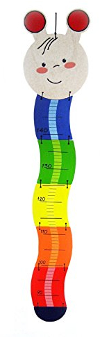 Hess Holzspielzeug 14608 - Messlatte aus Holz für Kinder, Serie Raupe, handgefertigt, klappbar, geeignet für eine Körpergröße von ca. 87 bis 145 cm
