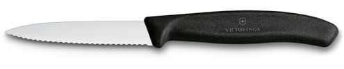 Victorinox 3.25 Inch Swiss Classic Paring Knife with Serrated Edge, Spear Point, Black