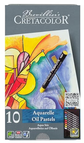 Cretacolor AquaStic | Aquarellkreiden auf Ölbasis | Besonders lichtechte Ölkreide | 10 Farben