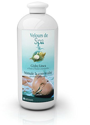 Camylle - Velours de Spa Cèdre Litsea - Fragrance à base d'Huiles Essentielles 100% Pures et Naturelles pour Spa - Stimule la convivialité aux arômes boisés et fruités - 1000ml
