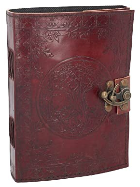 Nemesis Now Tree of Life Leather Journal with Lock 15 x 21cm Tagebuch aus Leder, mit Schloss, Motiv Baum des Lebens, 15 x 21 cm, burgunderfarben, Einheitsgröße