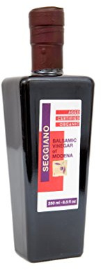 Seggiano Organic Aged Vinegar of Modena Balsamic 250 ml – GMO Free, Gluten Free, Vegetarian, & Wheat Free - Excellent with Extra Virgin Olive Oil & Bread
