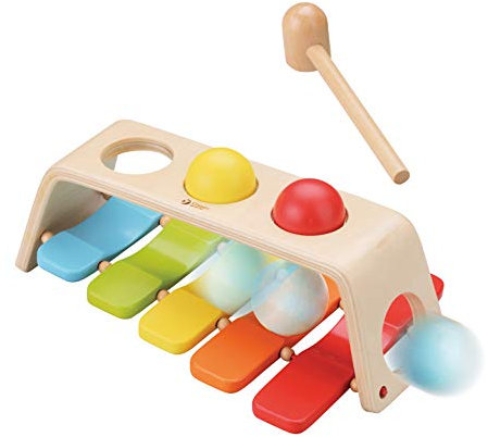 Classic World Klopfspiel Xylophon 2in1 – Holzspielzeug ab 12 Monaten | Musik & Motorik fördern | Klopfbank & Xylophon |pädagogisch wertvoll | Montessori Spielzeug für Jungen und Mädchen