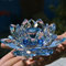 Bouquet de fleurs de lotus en cristal - Grande taille - Artisanat - Décoration pour la maison - De toutes les couleurs - Cadeau pour un anniversaire, un mariage, Verre cristal, bleu