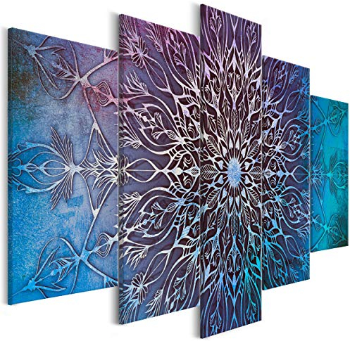 decomonkey Bilder Mandala 225x112.5 cm 5 Teilig Leinwandbilder Bild auf Leinwand Wandbild Kunstdruck Wanddeko Wand Wohnzimmer Wanddekoration Deko Modern Abstrakt