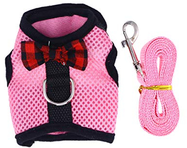 POPETPOP Kleine Haustier Geschirr mit Leine Meerschweinchen Kaninchen Geschirr Hamster Weste Leine Größe L (Rosa)