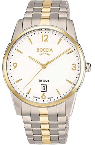 Boccia Herren Analog Quarz Uhr mit Titan Armband 3632-02