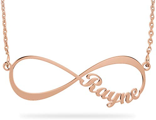 JOELLE JEWELRY Collier Prénom Infini Personnalisé avec Pendentif en Or plaqué 18K Argent 925 pour Couple Amoureux Femme Cadeau Fille Anniversaire