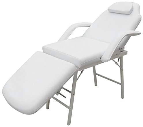 yorten Kosmetikstuhl Kosmetikliege Massageliege Behandlungsliege mit Armlehnen Verstellbare Bett 185 x 78 x 76 cm (L x B x H) Weiß