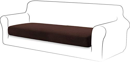 TIANSHU Sofa Sitzkissenbezug Stretch, Sitzkissenbezüge rutschfest, Jacquard-Stretch-Sofasitzbezug, Sofa überzug Elastischer, Schonbezug für Sofa Sitzkissen mit Gummiband (3 Sitzer,Schokolade)