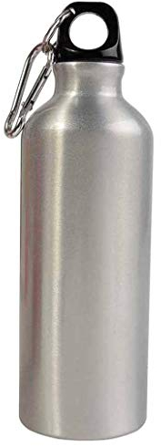 Borraccia in alluminio (750ml) con tappo in plastica e moschettone (argento)