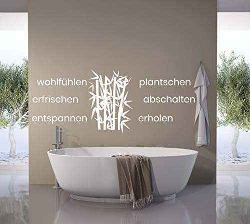 tjapalo® a197 wandtattoo wellness Wandsticker Wandaufkleber Sauna Wandtattoo Badezimmer Bambus, Farbe: flieder, Größe: B100xH38cm