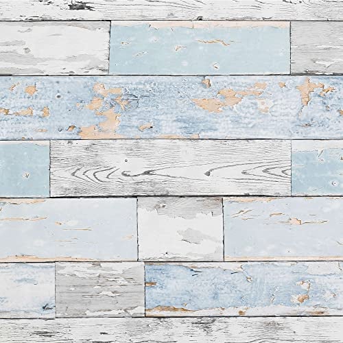 ecosoul Wachstuchtischdecke Scrapwood abwaschbar grau weiß hellblau Holz-Optik Outdoor-Tischdecke Breite:140cm Länge:270cm