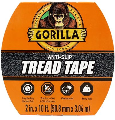 Gorilla Roll Anti Slip Tread Tape, Black, 1-Pack