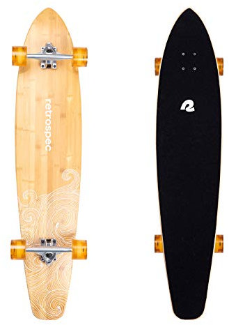 Retrospec Zed Longboard Skateboard Cruiser Complet | Cruiser en Bambou et Bois d'érable Canadien avec Trucks à Pivot inversé pour déplacer, croisière, Sculpture et Descente