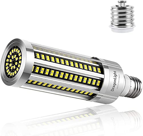 DragonLight 54W Superhell Mais Licht LED Glühbirne Lüfterlos(Ersetzt 400Watt) - E27 LED Lampe mit E40 Adapter - 6000K Kaltweiß 6,500 Lumens für Gebiet Beleuchtung - Garage Werkstatt Straßenleuchte
