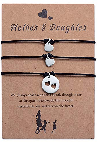CheersLife 3 Stück Mutter Tochter Armband Edelstahl passende Armbänder für Mutter und Tochter Hollow Out Herz Armbänder Schmuck Geschenke für Frauen Mädchen Muttertags Geschenk