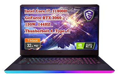 MSI GE76 Raider Gaming Laptop Intel Core i7-11800H, GeForce RTX 3060, 17.3 FHD 144HZ, 16GB RAM 1TB NVMe SSD, Wi-Fi6, Windows 10