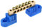sourcing map Klemmen Erdungsschiene Schraubblock Barriere Messing 6 Positionen für die elektrische Verteilung Blau
