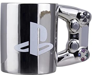 PlayStation Paladone DS4 Silver Controller Mug, Ceramic Coffee Mug for Gamers, 550 ml, Multicolored, PP9388PS