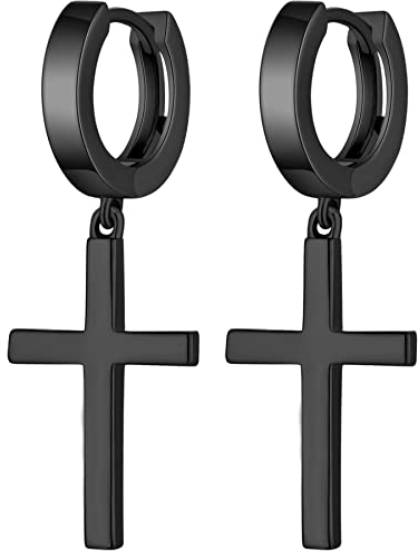 Kreuz Ohrringe Kreuz hängend Ohrringe für Damen Herren Mädchen CZ Diamant Kreuz Huggie Hoop Ohrringe Dangle Gold Hypoallergen Kreuz Ohrringe für Männer E629