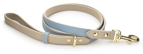 Nina Woof Cupertino Hundeleine aus veganem Leder, gepolstert, weicher Griff, verstärkter Karabiner, Blau, 1,22 m