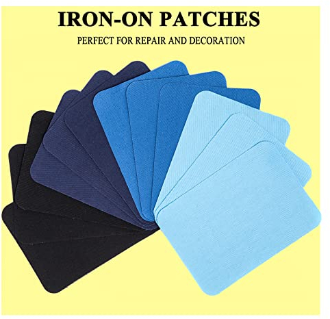 GYGYL 12Pcs 100% Cotton Iron-on Patches, Repair Patches for Clothing, Iron on for Inside Jeans and Clothing Repair (Mixed Color 3)